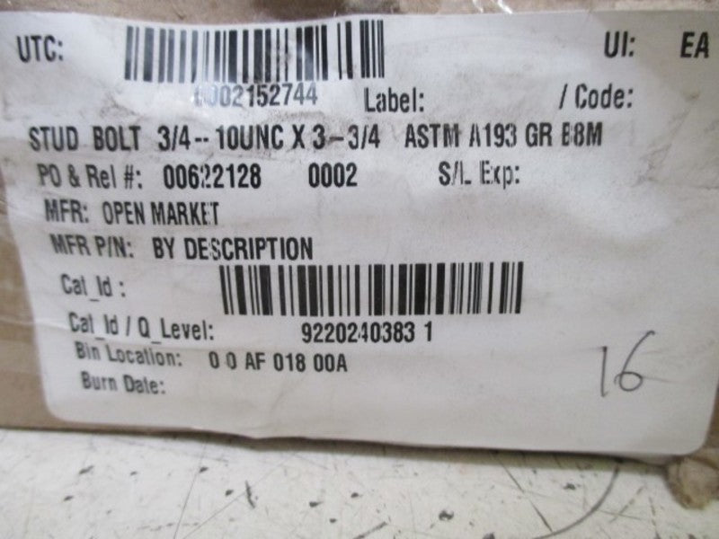 OPEN MARKET TT01CTB8M STUD BOLT  NSMP
