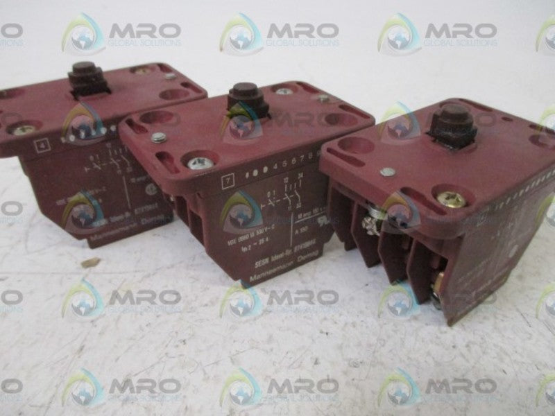 LOT OF 3 MANNESMANN 87419844 CONTACT BLOCK UNMP