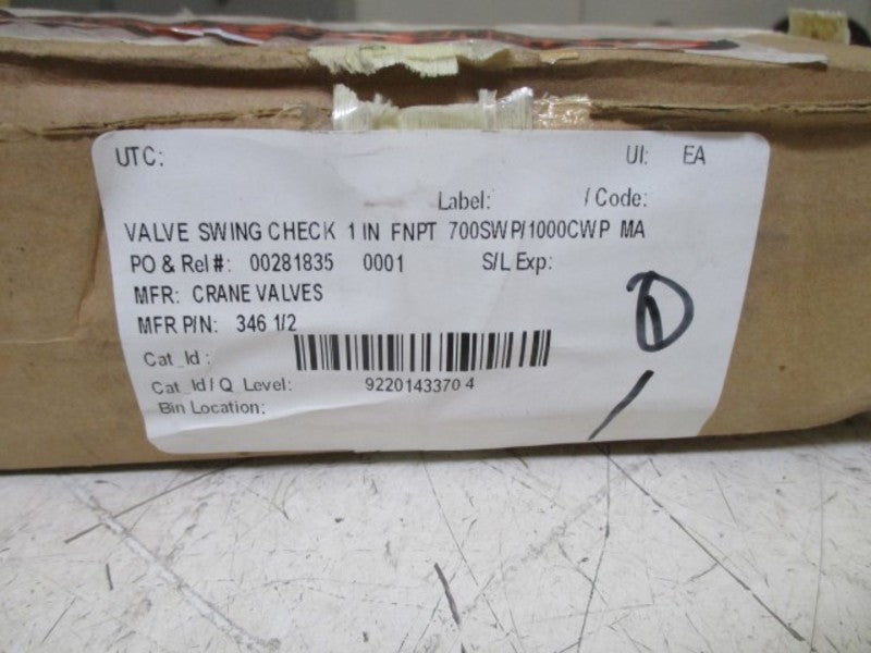CARNE VALVES 346 1/2 VALVE SWING CHECK  NSMP