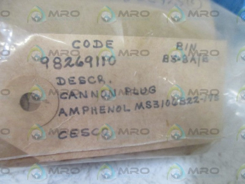 AMPHENOL MS3106B22-17S CONNECTOR * NEW IN A BAG *