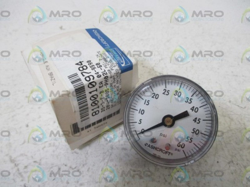 ASHCROFT 20W1005PH02L-60# PRESSURE GAUGE 0-60 PSI  NSMP