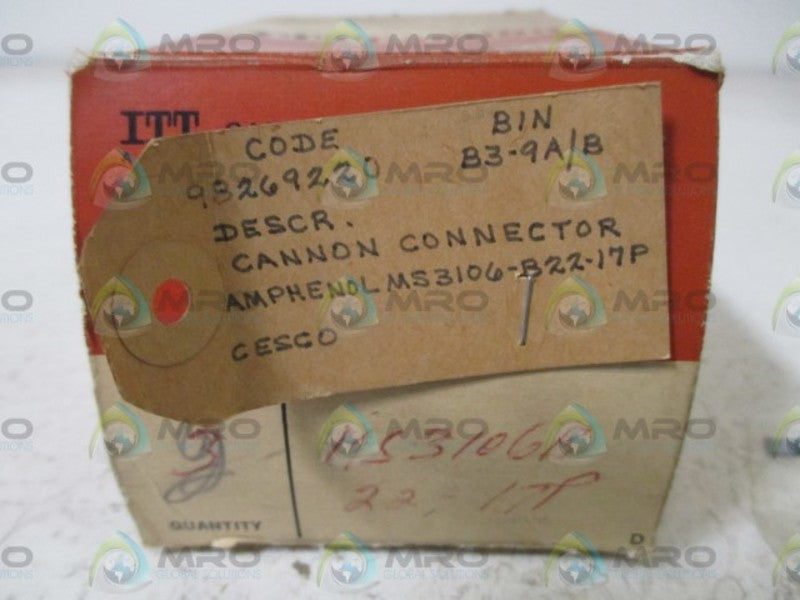 LOT OF 2 CANNON MS3106-B22-17P CONNECTOR NSMP