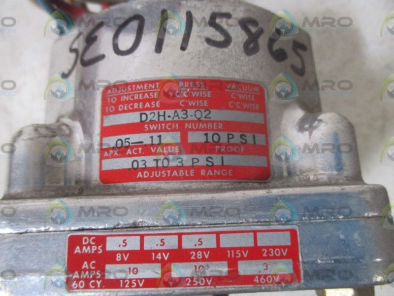 BARKSDALE D2H-A3-Q2 PRESSURE SWITCH  UNMP