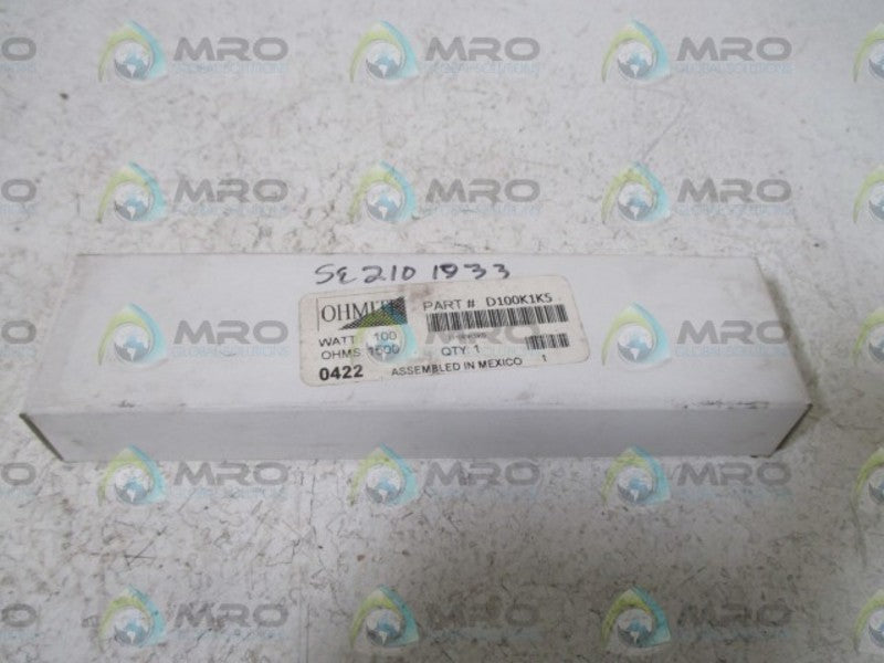 OHMITE D100K1K5 RESISTOR (WHITE BOX)  NSMP