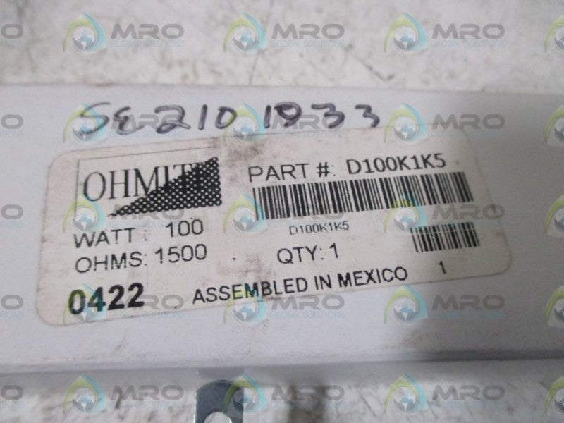 OHMITE D100K1K5 RESISTOR (WHITE BOX)  NSMP
