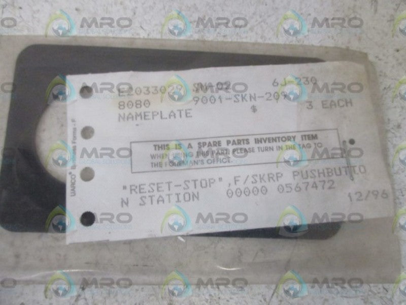 SCHNEIDER ELECTRIC SQUARE D 9001-SKN-209  NSNP IN A BAG
