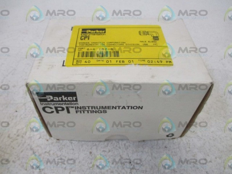 LOT OF 40 PARKER 6-4 CBZ-B MALE ELBOW *NEW IN BOX*