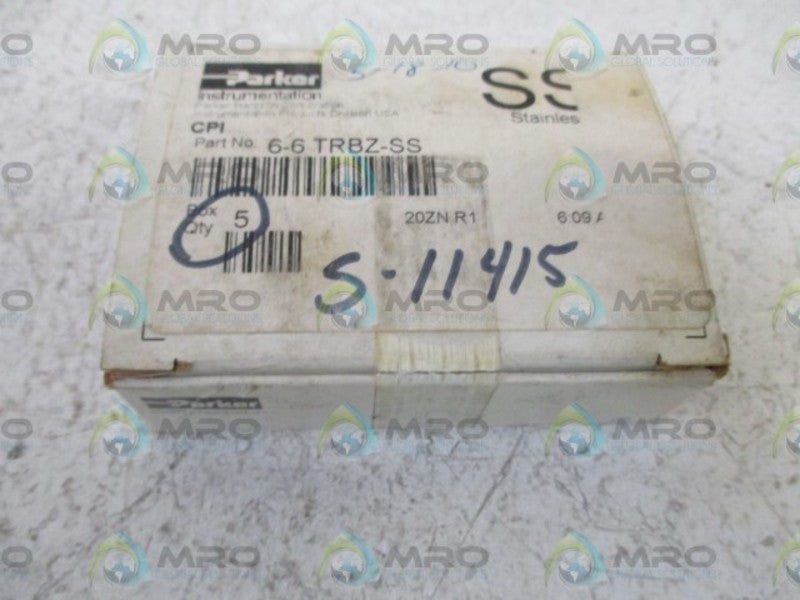 LOT OF 5 PARKER 6-6 TRBZ-SS REDUCER NSMP