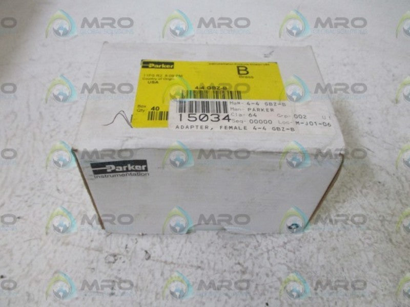 LOT OF 40 PARKER 4-4 GBZ-B BRASS FEMALE ADAPTER NSMP