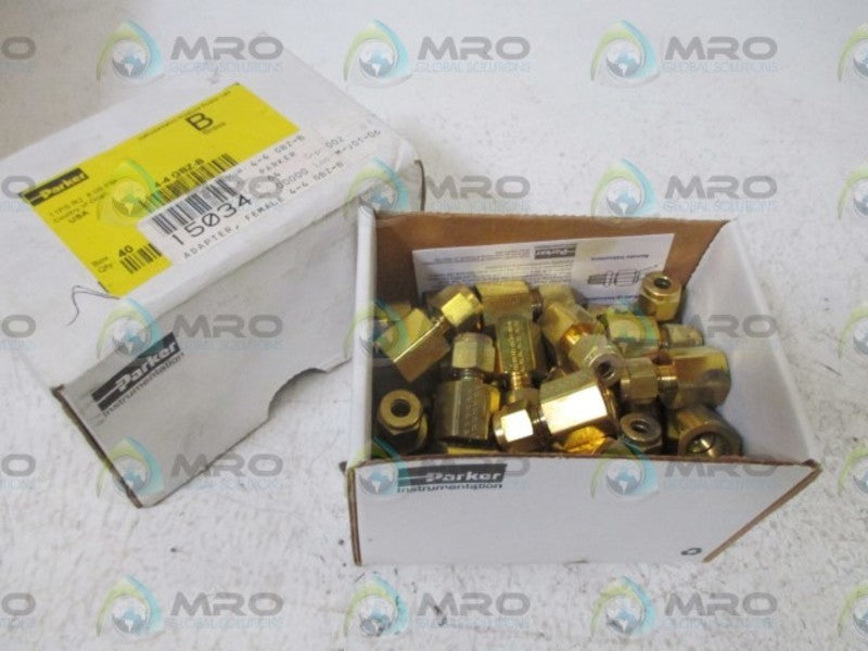 LOT OF 40 PARKER 4-4 GBZ-B BRASS FEMALE ADAPTER NSMP
