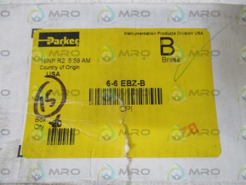 LOT OF 15 PARKER 6-6 EBZ-B BRASS ELBOW TUBE *NEW IN BOX*