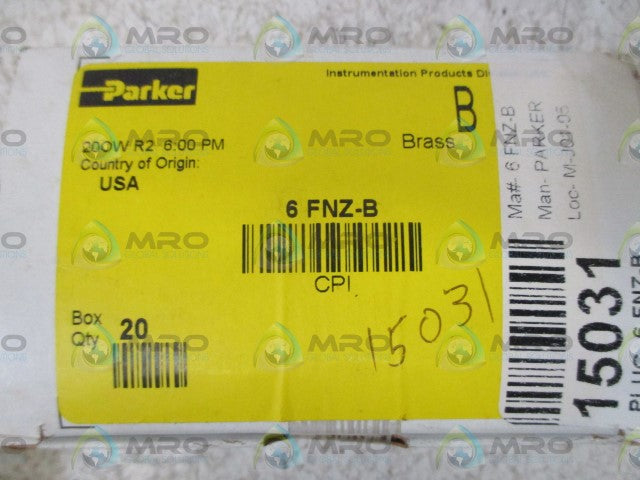 LOT OF 20 PARKER 6 FNZ-B PLUG *NEW IN BOX*