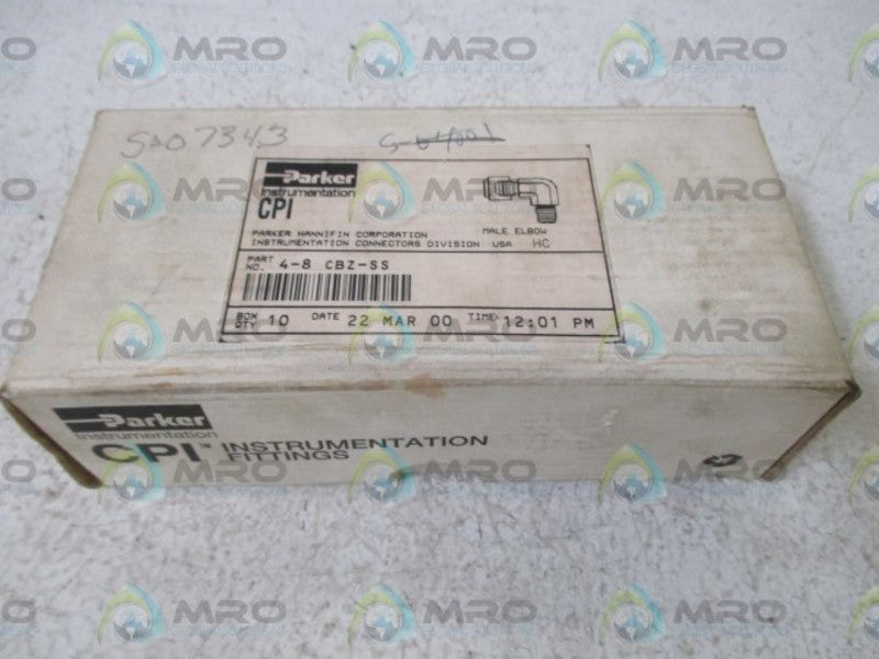 LOT OF 10 PARKER 4-8 CBZ-SS MALE ELBOW NSMP