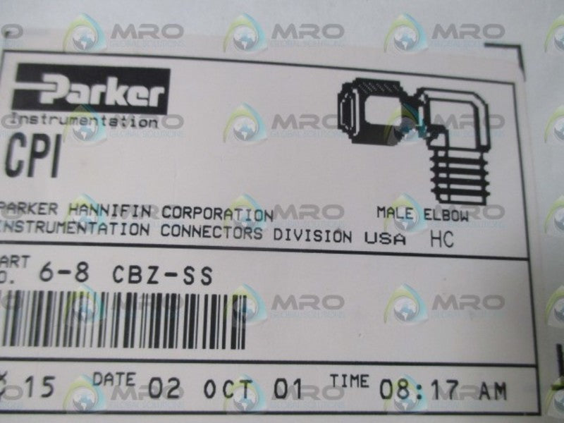 LOT OF 15 PARKER 6-8 CBZ-SS MALE ELBOW NSMP