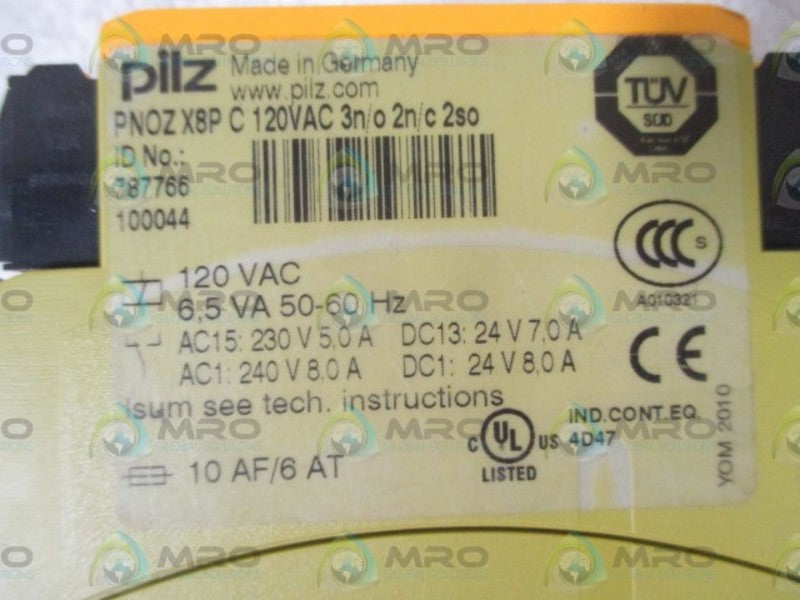 PILZ PNOZ X8P C 120VAC 3N/O2N/C 2SO SAFETY REALY  NSNP