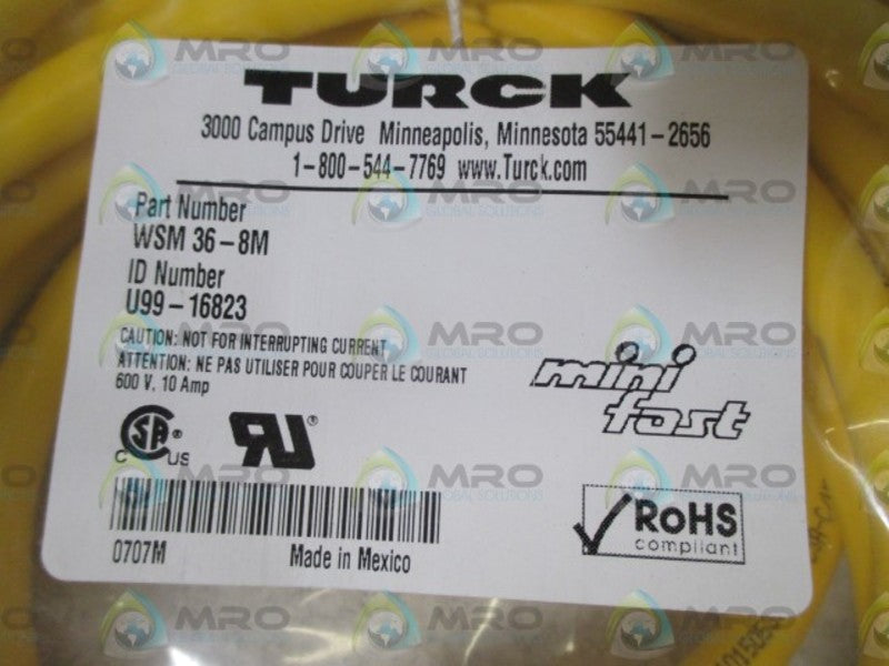 TURCK WSM 36-8M CABLE * NEW IN FACTORY BAG *