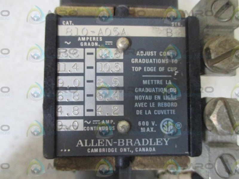 ALLEN BRADLEY 810-A05A SER.B INVERSE TIME CURRENT RELAY  UNMP
