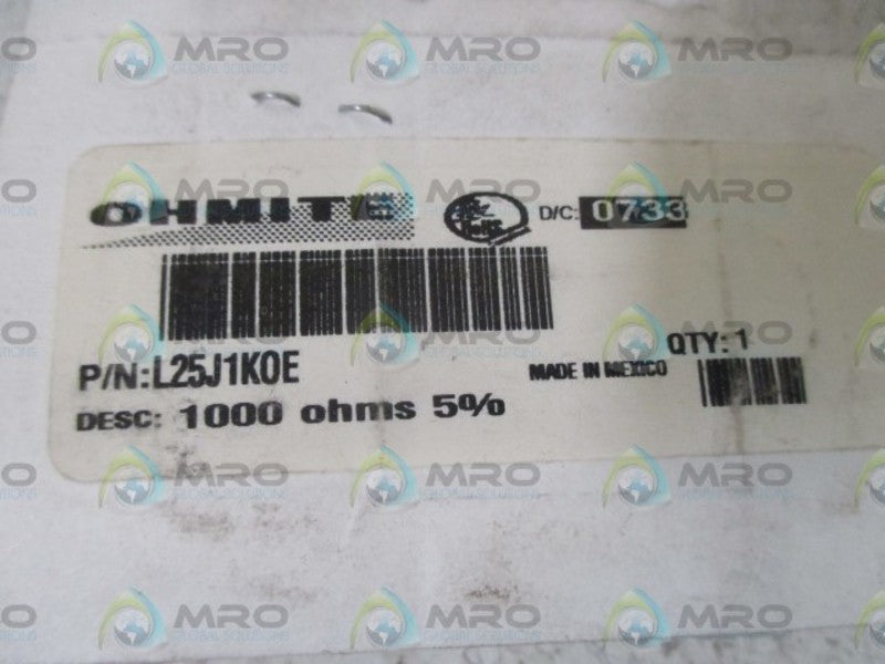 OHMITE L25J1K0E RESISTOR  ORIGINAL PACKAGE