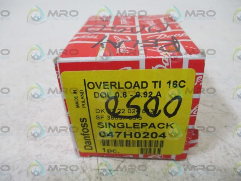 DANFOSS 047H0204 OVERLOAD SWITCH 0.6-0.92A  NSMP