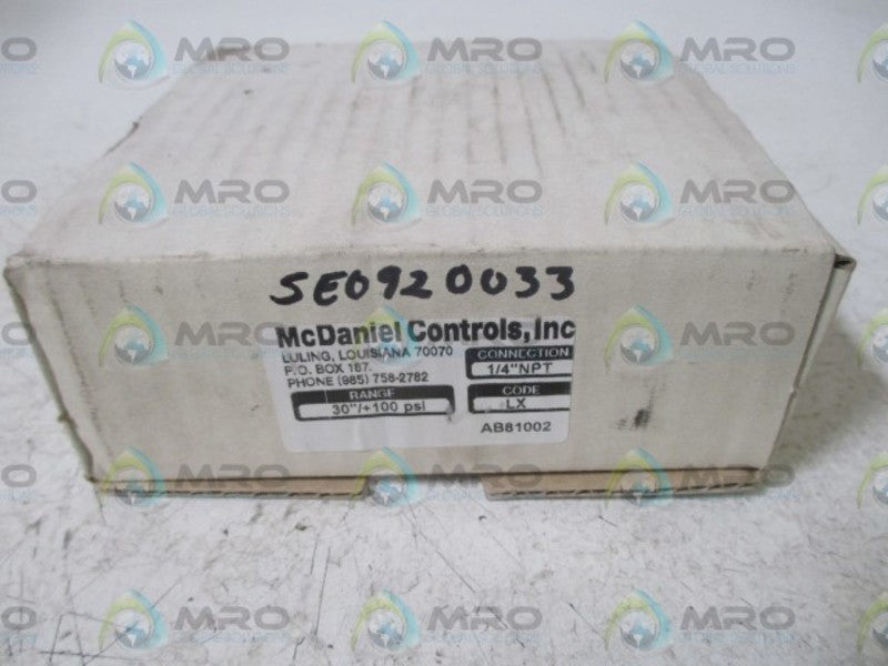 MCDANIELS CONTROLS INC. LX GAUGE 30-0-100  NSMP