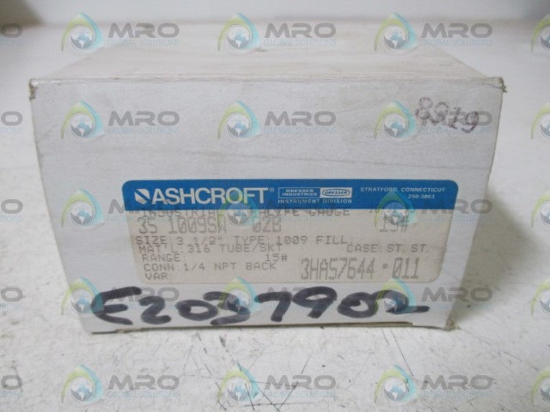 ASHCROFT 351009SW02B-15# PRESSURE GAUGE 0-15 PSI  NSNP IN A  BOX