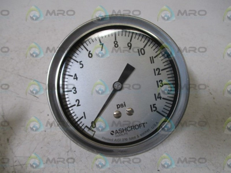 ASHCROFT 351009SW02B-15# PRESSURE GAUGE 0-15 PSI  NSNP IN A  BOX