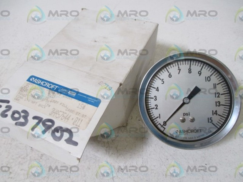 ASHCROFT 351009SW02B-15# PRESSURE GAUGE 0-15 PSI  NSNP IN A  BOX