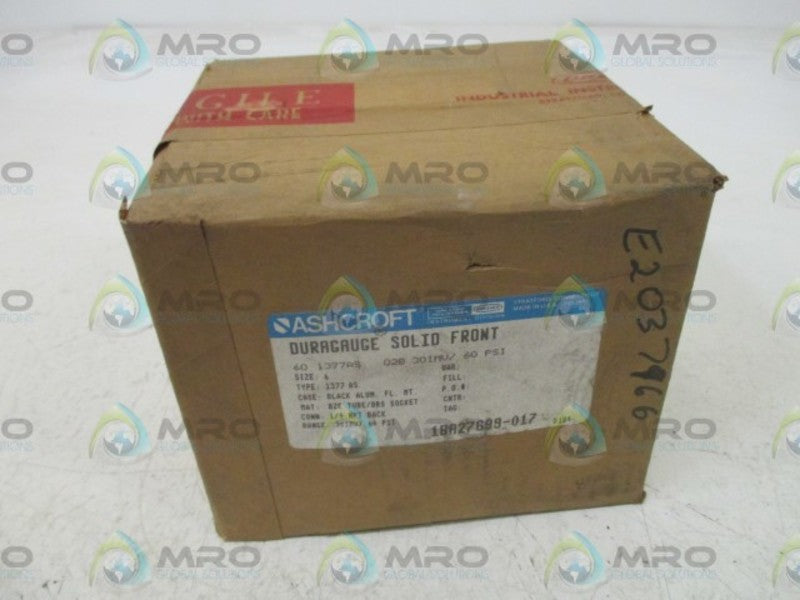 ASHCROFT 601377AS02B-30IMV/60# GAUGE 30-0 IMV 0-60 PSI  NSFS