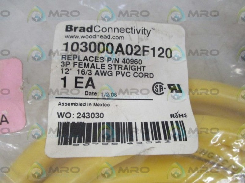 BRAD CONNECTIVITY 103000A02F120 CABLE  NSMP