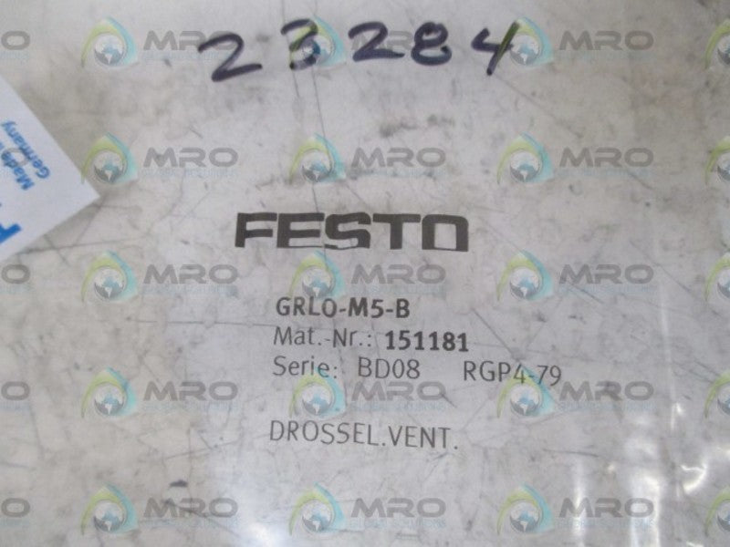FESTO GRLO-M5-B FLOW CONTROL VALVE * NEW IN A FACTORY BAG *