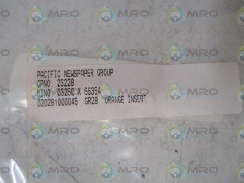 LOT OF 2 PACIFIC NSNPPAPER GROUP 23228 ORANGE INSERT NSNP IN A BAG