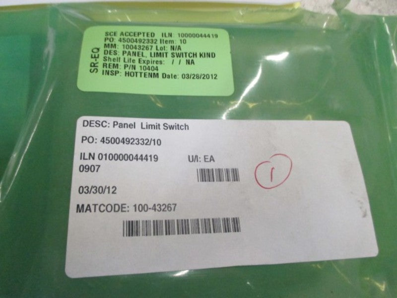 SCE ACCEPTED 4500492332/10 PANNEL LIMIT SWITCH   NSNP