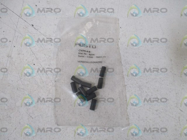 LOT OF 10 FESTO CV-PK-4-B SEALING CAP *NEW IN A FACTORY BAG*