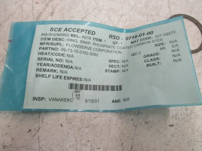 SCE ACCEPTED 99-73-10-0162-0092 RING SNAP  NSNP