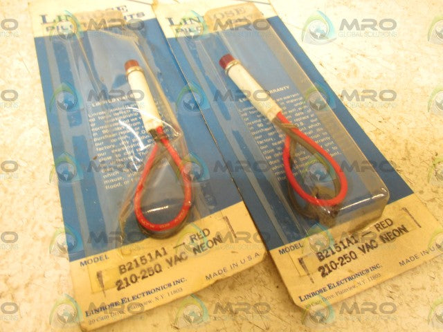 LOT OF 2 LINROSE B2151A1-RED PILOT LIGHT *ORIGINAL PACKAGE*