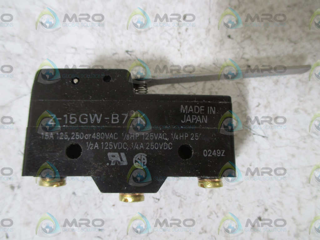 LOT OF 9 OMRON Z-15GW-B7-K SNAP ACTION SWITCH *USED*