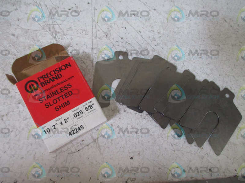 LOT OF 10 PRECISION BRAND 42245 SLOTTED SHIM 2"X2"(GAUGE .025)*NEW IN BOX*