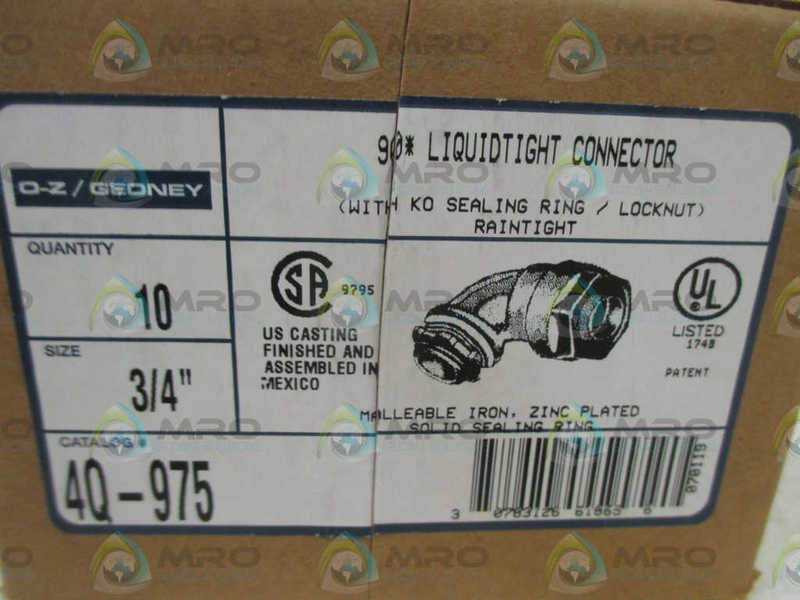 LOT OF 10 EGS 4Q-975 3/4" LUIQUIDTIGHT CONNECTOR *NEW IN BOX*