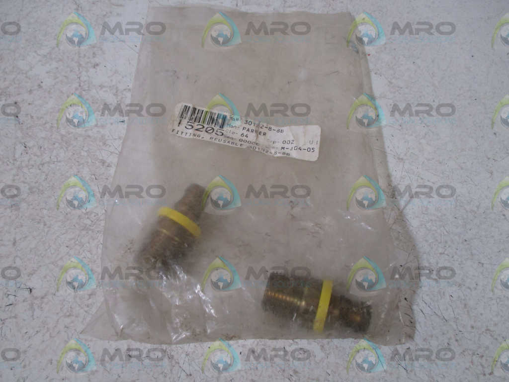 LOT OF 2 PARKER 30182-8-8B REUSABLE FITTING *NEW IN A BAG*