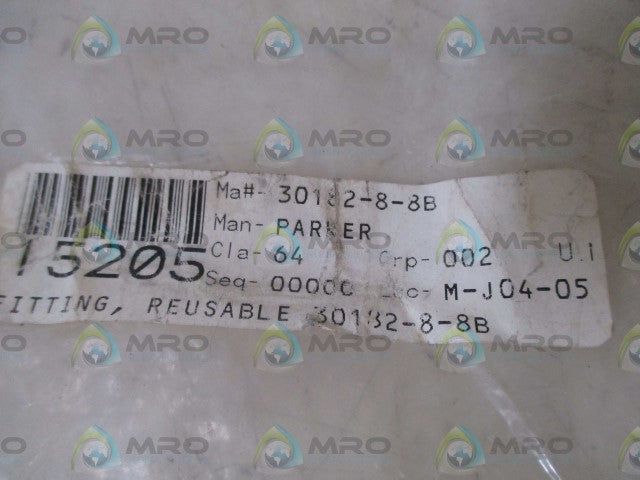 LOT OF 2 PARKER 30182-8-8B REUSABLE FITTING *NEW IN A BAG*