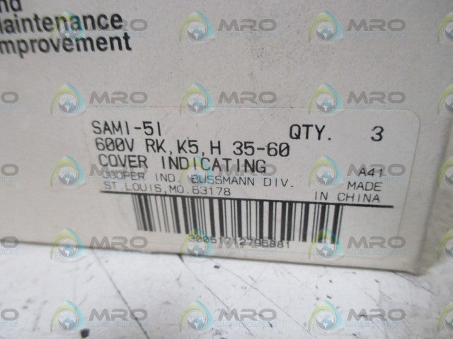 LOT OF O3 BUSSMANN SAMI-5I COVER INDICATING *NEW IN BOX*
