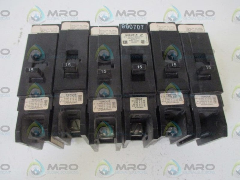 LOT OF 6 WESTINGHOUSE GHB1015 CIRCUIT BREAKER *USED*