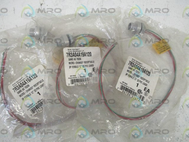 LOT OF 3 BRAD HARRISON 7R3A04A19A120 RECEPTACLE *NEW IN A BAG*