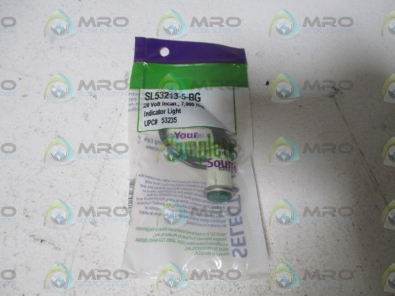 LOT OF 3 SELECTRA SL53213-5-BG GREEN INDICATOR LIGHT *NEW IN A FACTORY BAG*