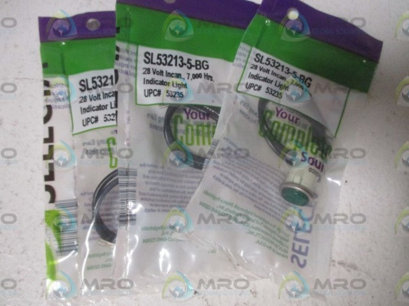 LOT OF 3 SELECTRA SL53213-5-BG GREEN INDICATOR LIGHT *NEW IN A FACTORY BAG*