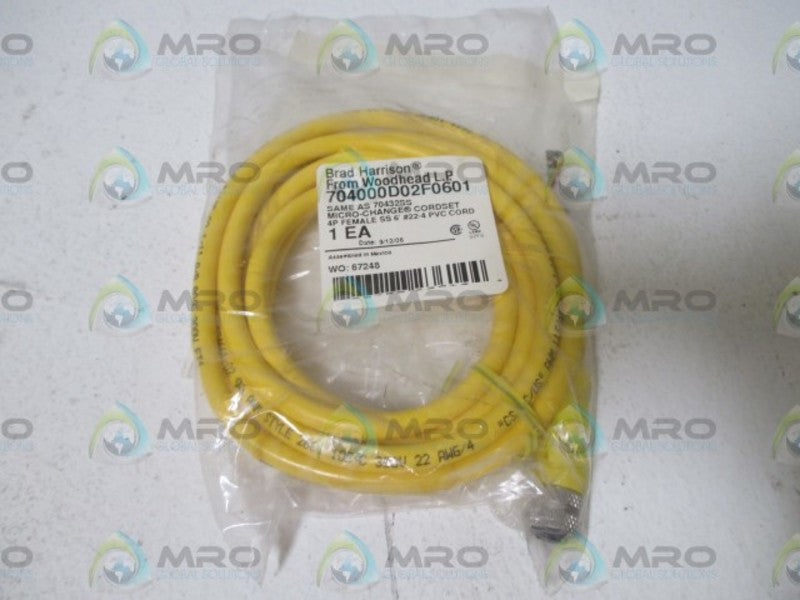 BRAD HARRISON MICRO-CHANGE 704000D02F0601 CORDSET 6' * NEW IN FACTORY BAG *