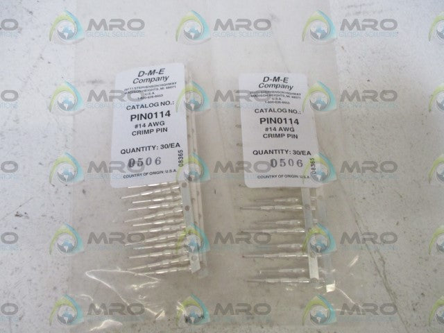 LOT OF 2 D-M-E PIN0114 CRIMP PIN *NEW IN A FACTORY BAG*
