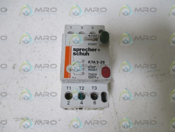 SPRECHER+SCHUH KTA3-25 MOTOR STARTER 10-16A * USED *