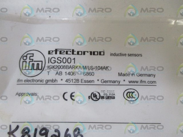 IFM EFECTOR IGS001 INDUCTIVE PROXIMITY SENSOR * NEW IN FACTORY BAG *