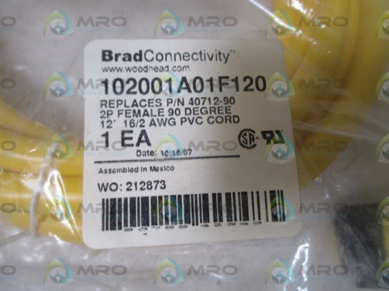 BRAD CONNECTIVITY 102001A01F120 FEMALE CORD * NEW IN A BAG *
